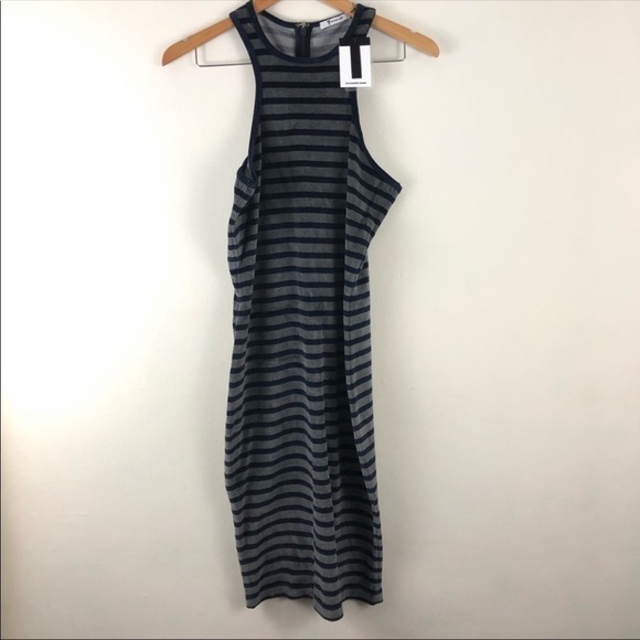 T Alexander Wang Striped Velour Racerback Dress M - Picture 3 of 7